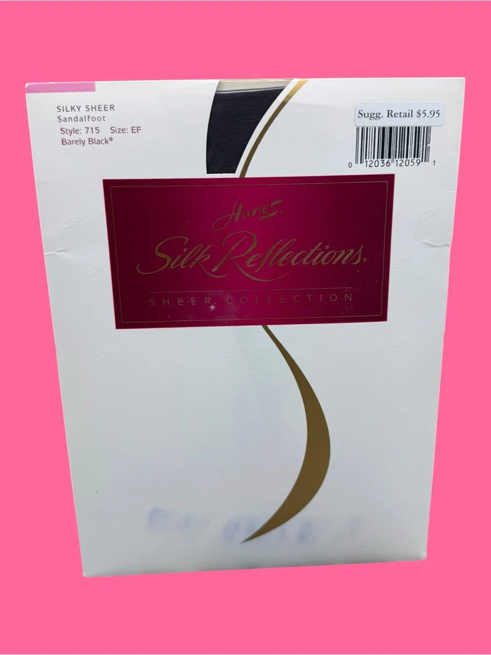 ‘95 Hanes Silk Reflections Silky Sheer SANDALFOOT Pantyhose 715 Barely Black EF